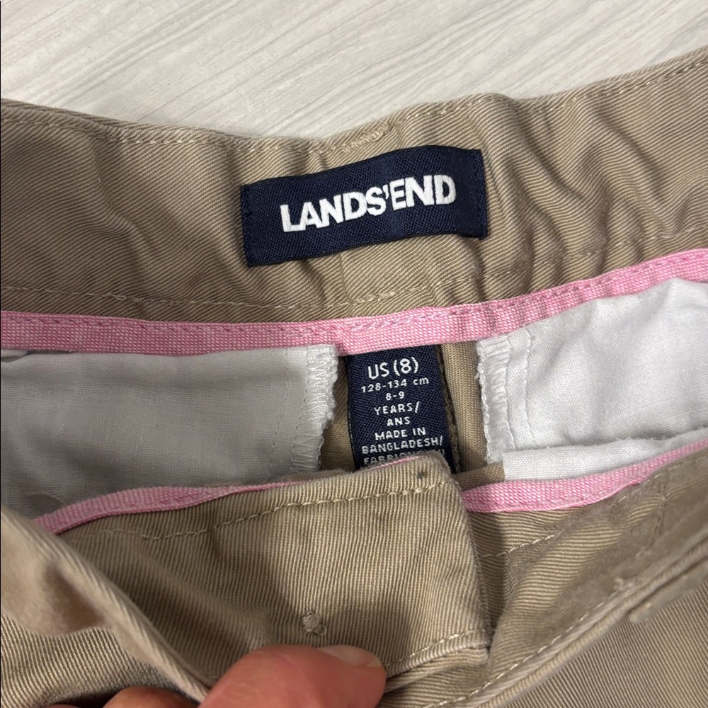 Girls uniform Lands' End Kids' Casual Tan Pants Size 8 - Picture 2 of 8